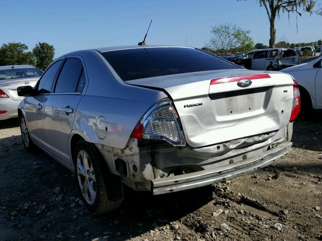 3FAHP0HA0CR206473 - 2012 FORD FUSION SE SILVER photo 3