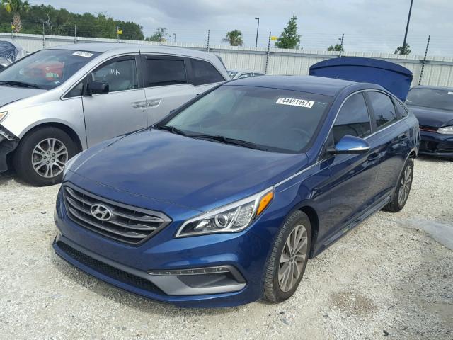 5NPE34AF7FH105783 - 2015 HYUNDAI SONATA SPO BLUE photo 2