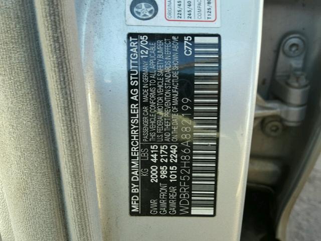 WDBRF52H86A882199 - 2006 MERCEDES-BENZ C GENERATI SILVER photo 10