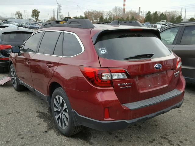 4S4BSENC9G3275759 - 2016 SUBARU OUTBACK 3. RED photo 3