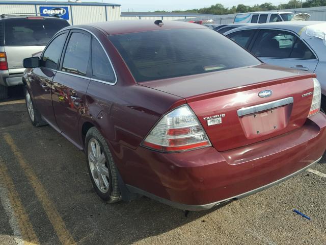 1FAHP25W18G142440 - 2008 FORD TAURUS LIM MAROON photo 3