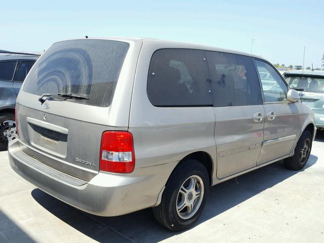 KNDUP132156663193 - 2005 KIA SEDONA EX BEIGE photo 4