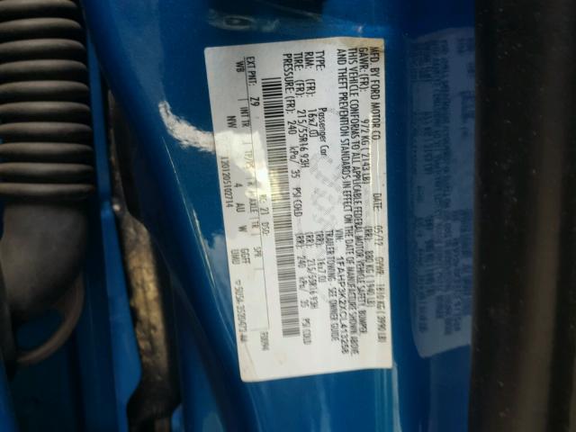 1FAHP3K2XCL413258 - 2012 FORD FOCUS SE BLUE photo 10