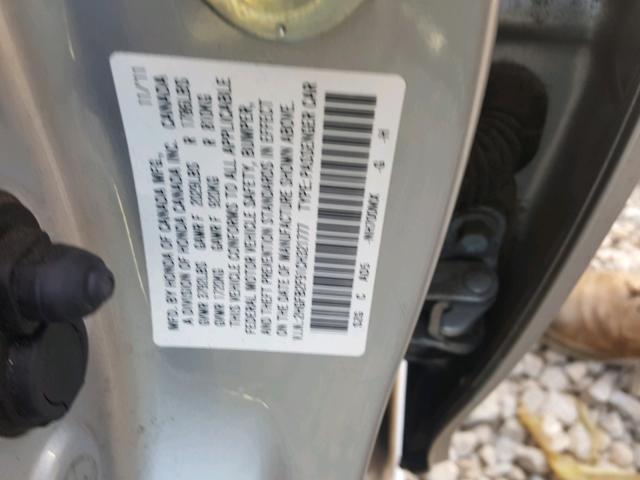 2HGFB2F91CH321777 - 2012 HONDA CIVIC EXL 银色 照片 10