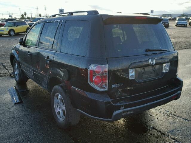 5FNYF285X7B017185 - 2007 HONDA PILOT EXL BLACK photo 3