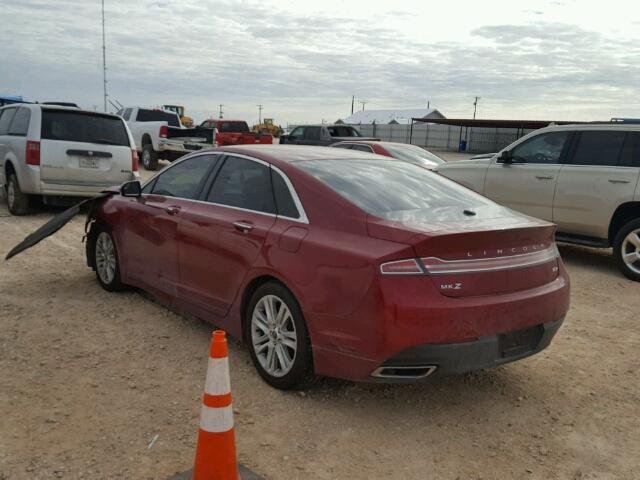 3LN6L2LU9ER827929 - 2014 LINCOLN MKZ HYBRID MAROON photo 3