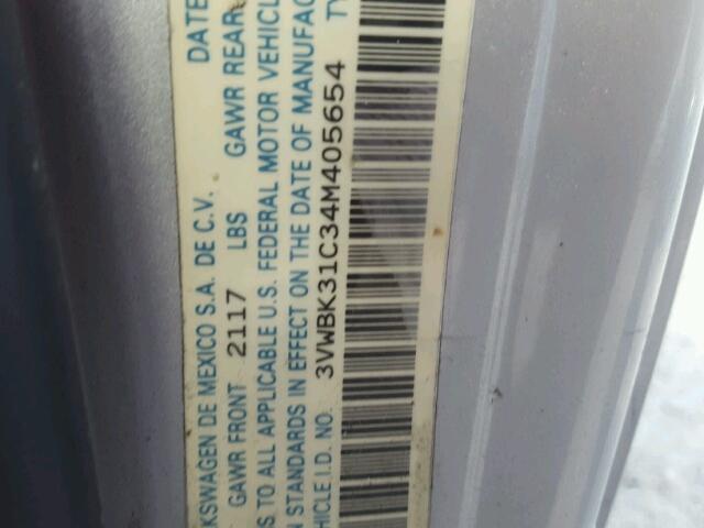 3VWBK31C34M405654 - 2004 VOLKSWAGEN NEW BEETLE 银色 照片 10