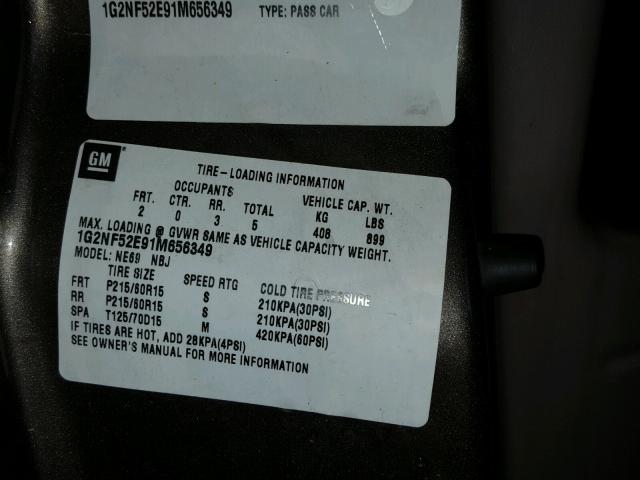 1G2NF52E91M656349 - 2001 PONTIAC GRAND AM S Qəhvəyi foto 10