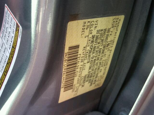 3N1BC1CP2AL441778 - 2010 NISSAN VERSA S SILVER photo 10