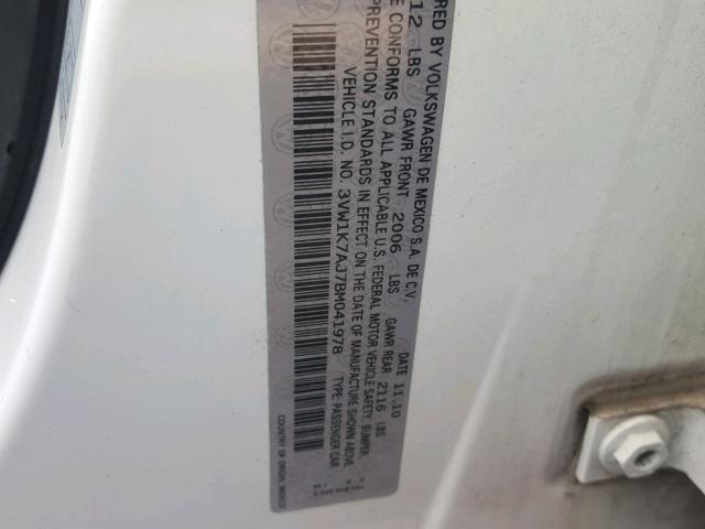 3VW1K7AJ7BM041978 - 2011 VOLKSWAGEN JETTA BASE 白色 照片 10