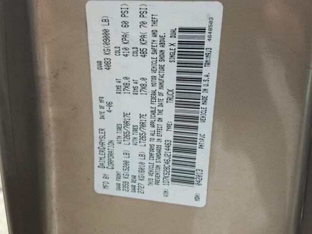 1D7KS28C46J214463 - 2006 DODGE RAM 2500 S Մոխրագույն լուսանկար 10