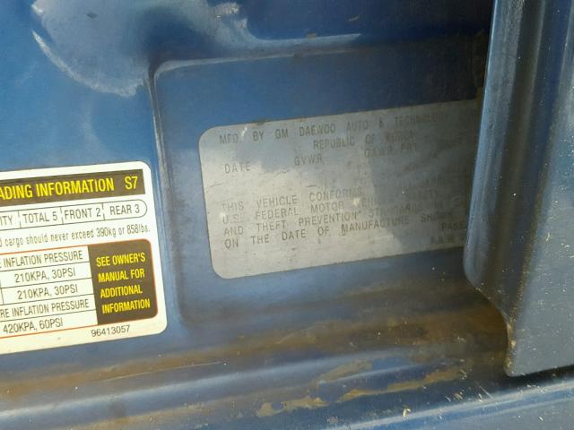 KL1TD52655B482144 - 2005 CHEVROLET AVEO BASE Niebieski zdjęcie 10