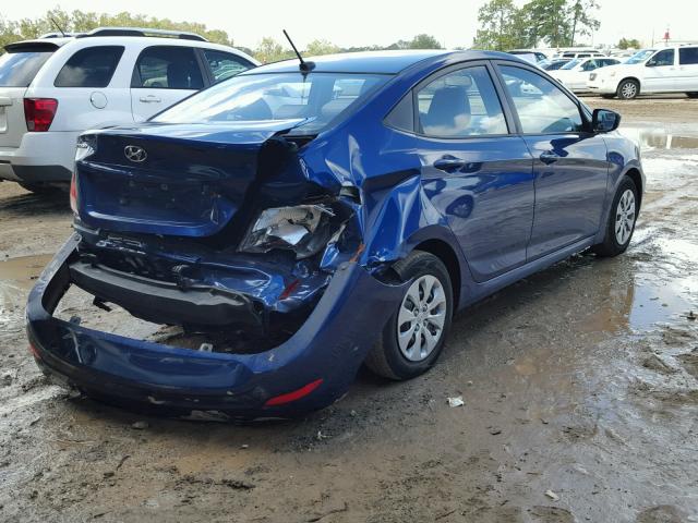 KMHCT4AE4GU956618 - 2016 HYUNDAI ACCENT SE BLUE photo 4