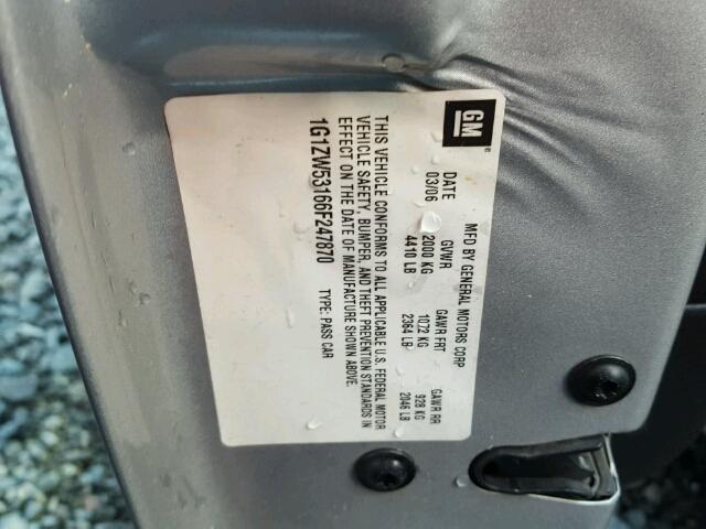 1G1ZW53166F247870 - 2006 CHEVROLET MALIBU SS Gümüş foto 10