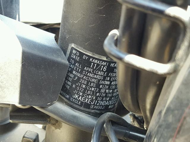 JKAEXEJ12HDA00332 - 2017 KAWASAKI EX650 J შავი ფოტო 10
