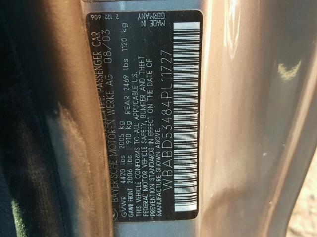 WBABD53484PL11727 - 2004 BMW 330 CI SILVER photo 10