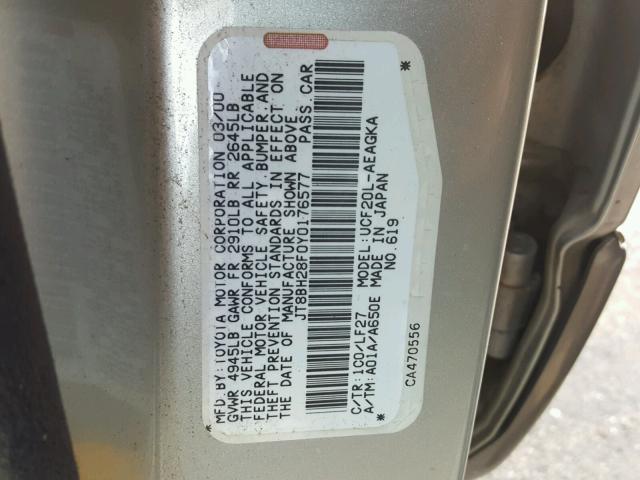 JT8BH28F0Y0176577 - 2000 LEXUS LS SILVER photo 10