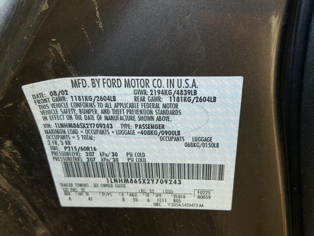 1LNHM86SX2Y709243 - 2002 LINCOLN LS 棕色 照片 10