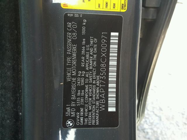 WBAPT73508CX00971 - 2008 BMW 535 GRAY photo 10