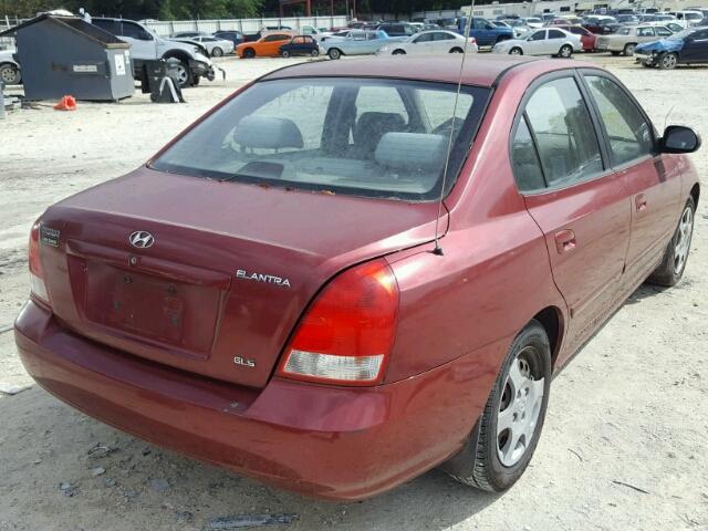 KMHDN45D22U417522 - 2002 HYUNDAI ELANTRA GL BURGUNDY photo 4