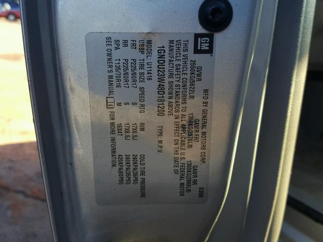 1GNDU23W48D181200 - 2008 CHEVROLET UPLANDER L 银色 照片 10