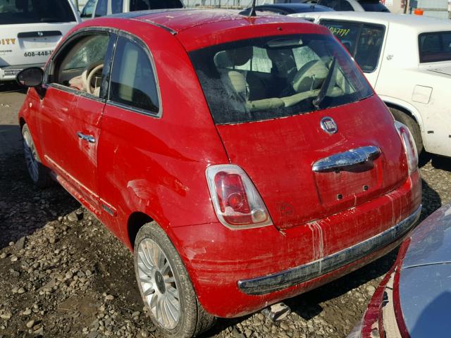 3C3CFFCR2HT547735 - 2017 FIAT 500 LOUNGE RED photo 3