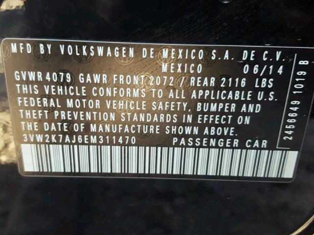 3VW2K7AJ6EM311470 - 2014 VOLKSWAGEN JETTA BASE 黑色 照片 10