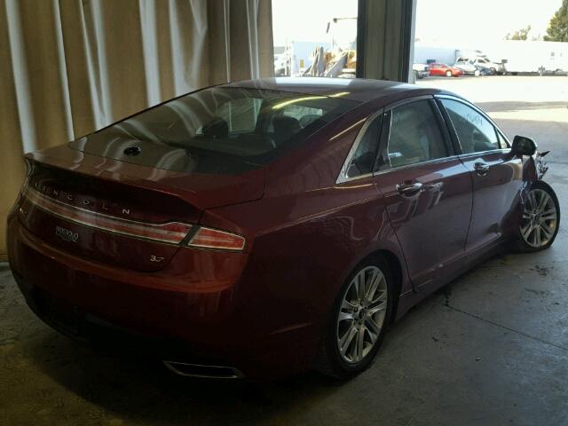 3LN6L2GK4ER829760 - 2014 LINCOLN MKZ RED photo 4