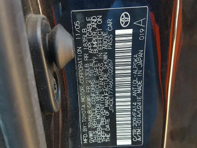 JTKDE177460102267 - 2006 TOYOTA SCION TC 黑色 照片 10