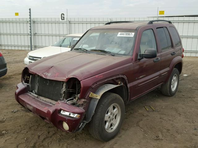 1J4GL58K52W135509 - 2002 JEEP LIBERTY LI MAROON photo 2