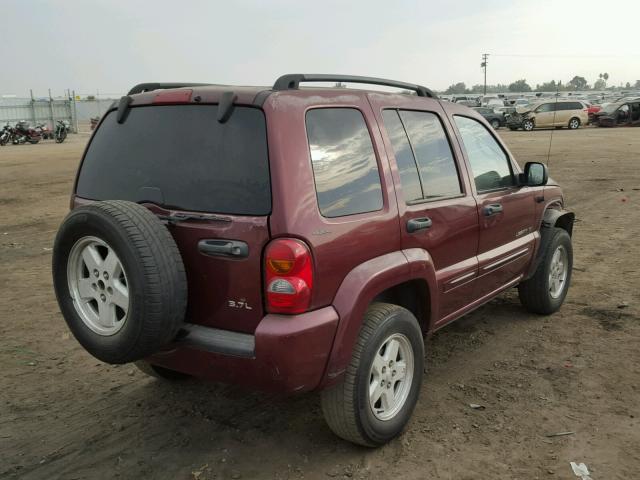 1J4GL58K52W135509 - 2002 JEEP LIBERTY LI MAROON photo 4