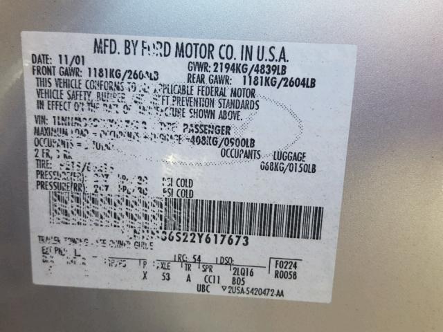 1LNHM86S22Y617673 - 2002 LINCOLN LS Gümüş foto 10