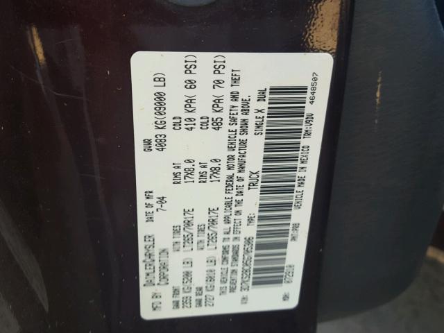 3D7KS28C05G705306 - 2005 DODGE RAM 2500 S მუქწითელი ფოტო 10