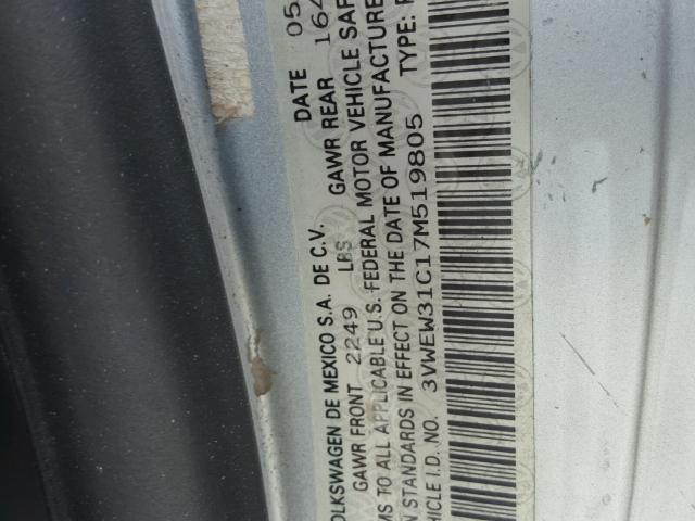 3VWEW31C17M519805 - 2007 VOLKSWAGEN NEW BEETLE Gümüş foto 10