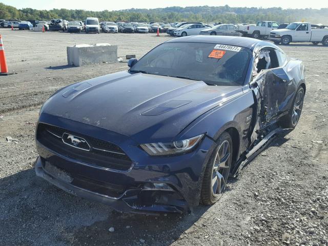 1FA6P8RF9F5500977 - 2015 FORD MUSTANG BLUE photo 2