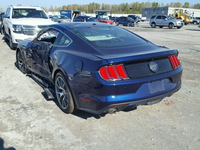 1FA6P8RF9F5500977 - 2015 FORD MUSTANG BLUE photo 3