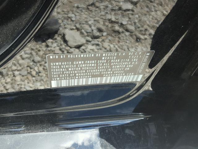 3VW1K7AJ1CM352890 - 2012 VOLKSWAGEN JETTA BASE Սև լուսանկար 10