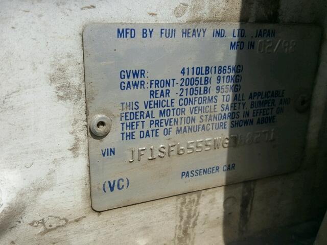 JF1SF6555WG768271 - 1998 SUBARU FORESTER S 白色 照片 10