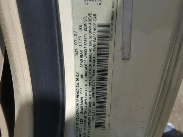 3VWPF31Y47M423848 - 2007 VOLKSWAGEN NEW BEETLE Krem foto 10