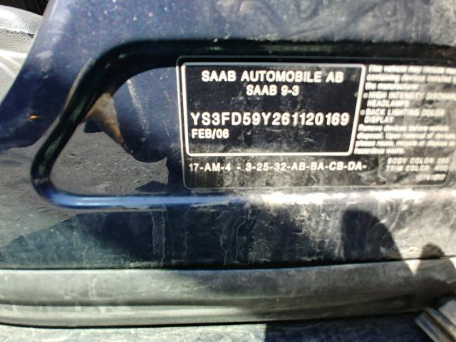 YS3FD59Y261120169 - 2006 SAAB 9-3 BASE BLUE photo 10