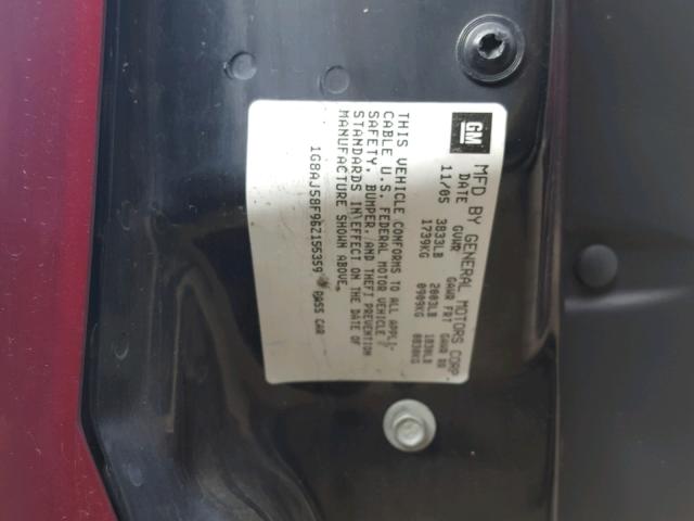 1G8AJ58F96Z155359 - 2006 SATURN ION LEVEL MAROON photo 10