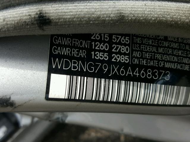 WDBNG79JX6A468373 - 2006 MERCEDES-BENZ S 65 AMG SILVER photo 10