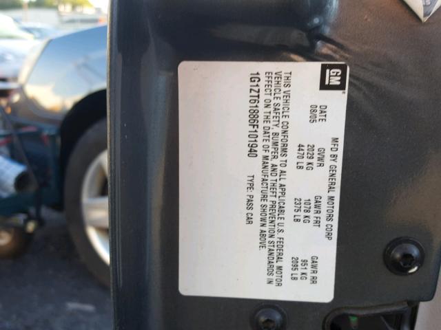 1G1ZT61886F101940 - 2006 CHEVROLET MALIBU MAX ნაცრისფერი ფოტო 10