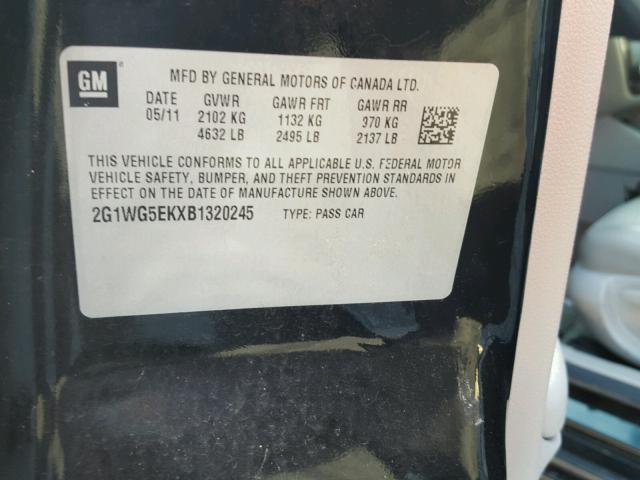 2G1WG5EKXB1320245 - 2011 CHEVROLET IMPALA BLACK photo 10