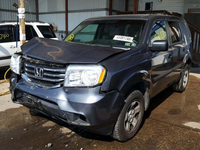 5FNYF4H26DB002423 - 2013 HONDA PILOT LX GRAY photo 2