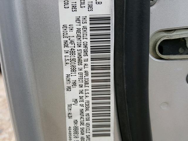 1J4FT48B19D109811 - 2009 JEEP PATRIOT LI SILVER photo 10