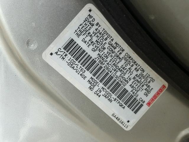 JT8BF28G410303402 - 2001 LEXUS ES 300 SILVER photo 10