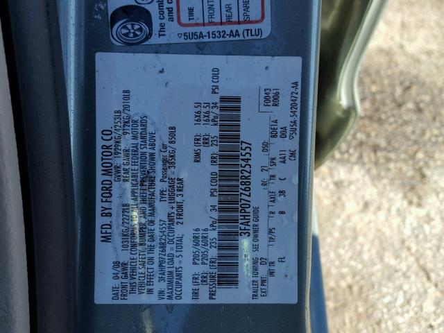 3FAHP07Z68R254557 - 2008 FORD FUSION GREEN photo 10