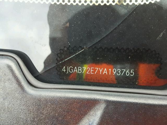 4JGAB72E7YA193765 - 2000 MERCEDES-BENZ ML 430 勃艮第红 照片 10