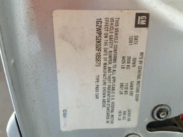 1G2WP52K92F185879 - 2002 PONTIAC GRAND PRIX 银色 照片 10